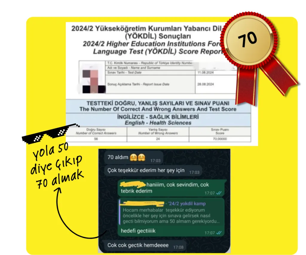 YÖKDİL Sonucu · 70